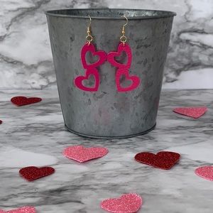 Pink Double Heart Valentin’s Day Earrings
